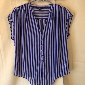 Purple Striped Chiffon Blouse
